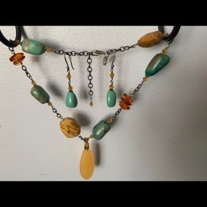 Silpada Turq. Earrings/Multi-stone Chunky Necklace